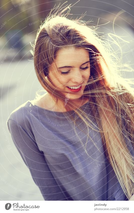 Blonde girl wearing casual clothes in urban background Lifestyle Happy Beautiful Hair and hairstyles Face Summer Human being Feminine Woman Adults