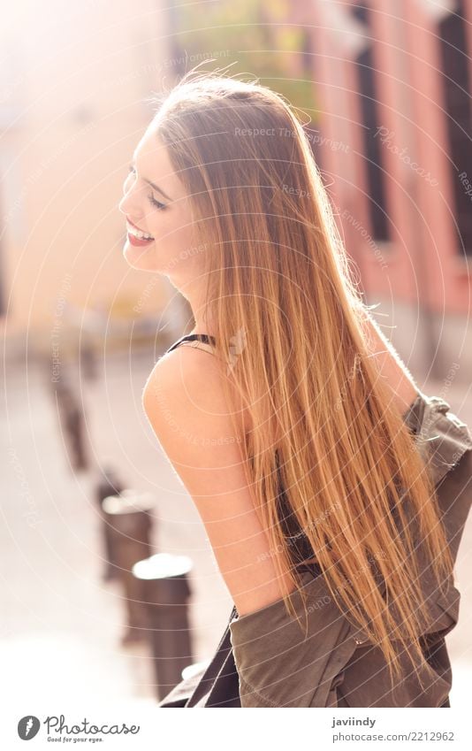 Blonde girl wearing casual clothes in urban background Lifestyle Happy Beautiful Hair and hairstyles Face Summer Human being Feminine Woman Adults