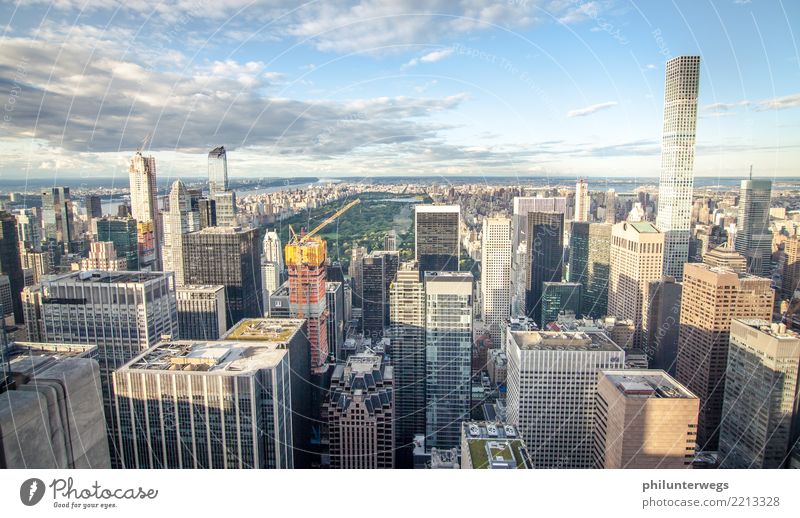 View from Rockefeller Center to Central Park, New York City Sightseeing City trip Sky Beautiful weather Meadow Manhattan USA Town Capital city Downtown Skyline