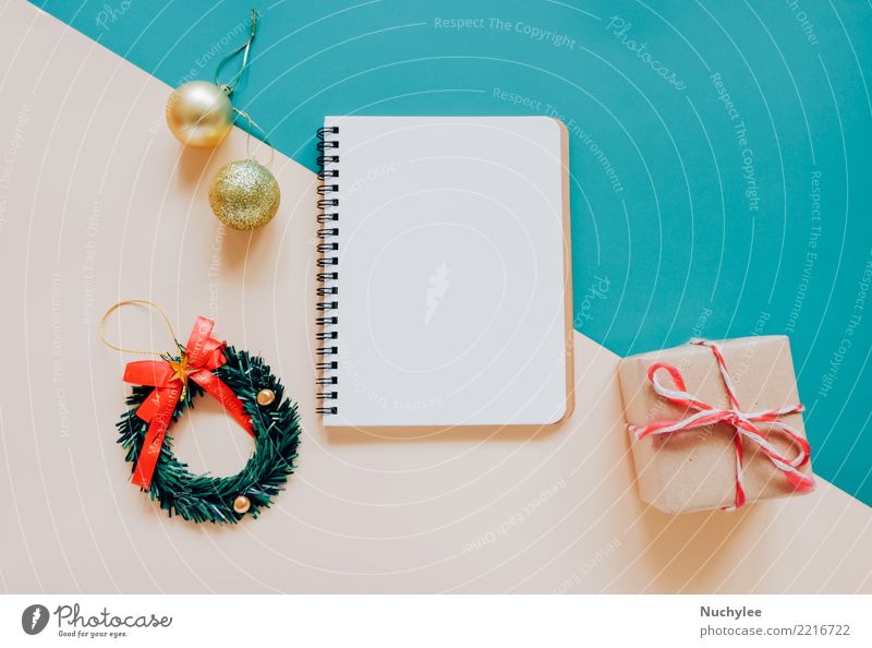 blank notebook mock up with christmas ornaments Style Design Happy Winter Decoration Feasts & Celebrations Christmas & Advent Craft (trade) Accessory Paper