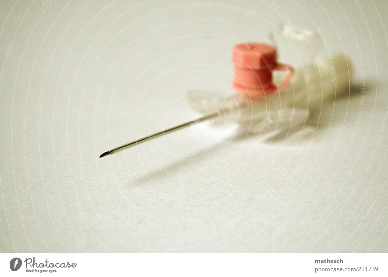 entrance Point Pink White Syringe Drip infusion Sterile brownish catheters Colour photo Subdued colour Interior shot Close-up Detail Macro (Extreme close-up)