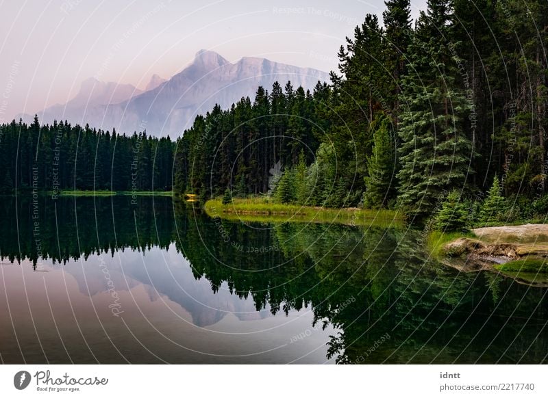 Mount Rundle and Two Jack Lake in Alberta, Canada Nature Sunrise Sunset Vacation & Travel Esthetic Gigantic Happy Infinity Joie de vivre (Vitality) Enthusiasm