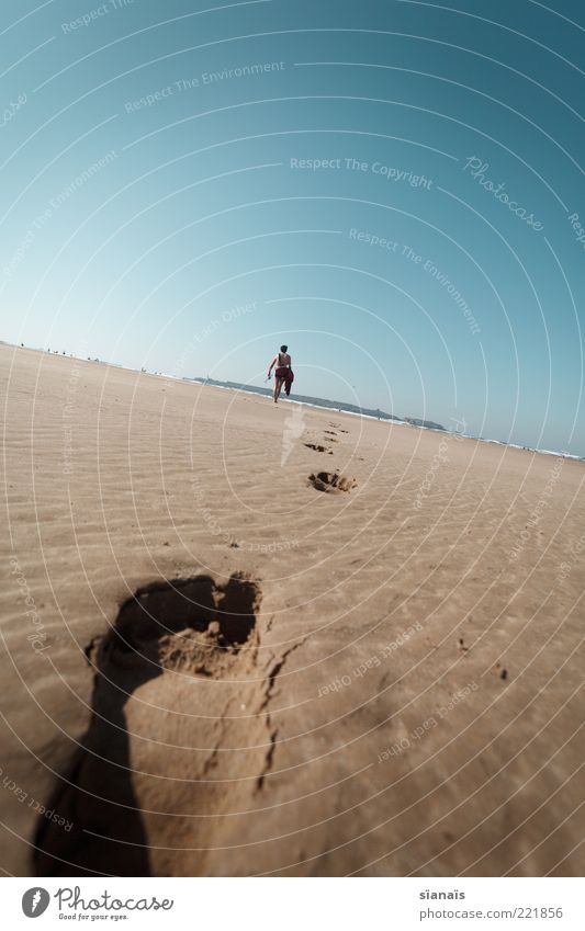 to run away Vacation & Travel Trip Adventure Far-off places Freedom Summer Summer vacation Beach Masculine Feet 1 Human being Cloudless sky Beautiful weather