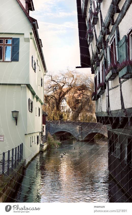 Leaning house (LT Ulm 14.11.10) Vacation & Travel Sightseeing City trip River bank Town Old town House (Residential Structure) Bridge Manmade structures