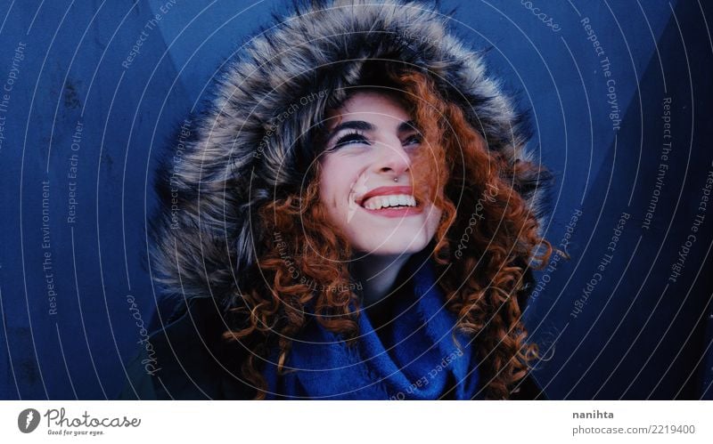 Young and happy redhead woman with winter clothes Lifestyle Elegant Style Beautiful Wellness Human being Feminine Young woman Youth (Young adults) 1