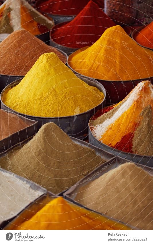 #A# Yellow curry Art Esthetic Tangy Curry powder Herbs and spices Spiced pepper Spice rack Spice store Spice stall Morocco Marrakesh Colour photo Multicoloured