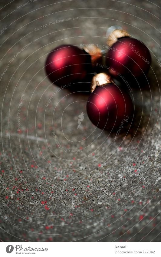 Red small beads Feasts & Celebrations Glitter Ball Sphere Decoration Christmas tree decorations Stone Lie Gray Noble Fragile Small Colour photo Subdued colour