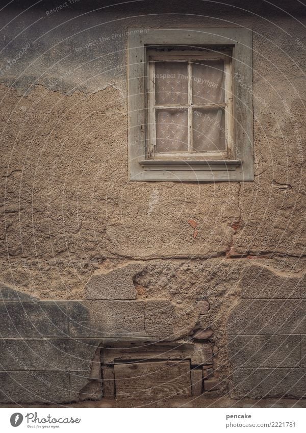 calendar sheet | november Old town Facade Window Authentic Original Retro November November mood Gloomy Derelict Past Alsace Colour photo Subdued colour