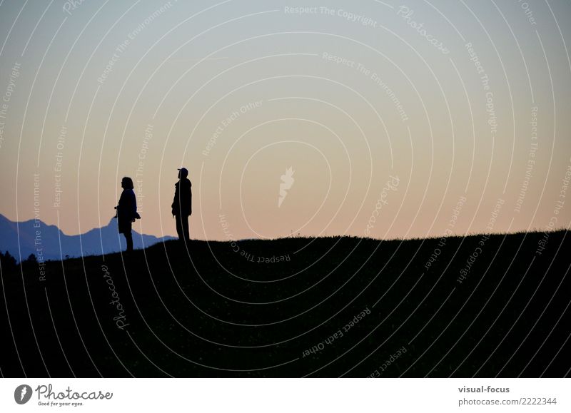 marvel at the sunset Human being Masculine Feminine Female senior Woman Male senior Man Couple Adults Senior citizen 2 60 years and older Nature Cloudless sky