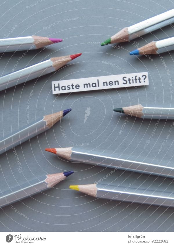 Do you have a pen? Crayon Characters Signs and labeling Communicate Draw Point Multicoloured Gray Emotions Curiosity Interest Expectation Colour Inspiration