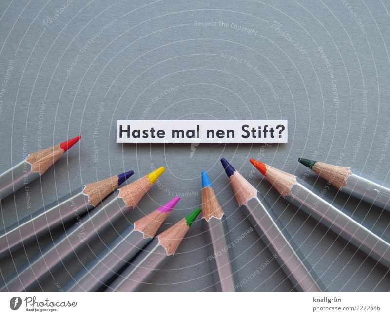 Do you have a pen? Crayon Characters Signs and labeling Communicate Draw Sharp-edged Point Multicoloured Gray Silver Curiosity Interest Inspiration Creativity