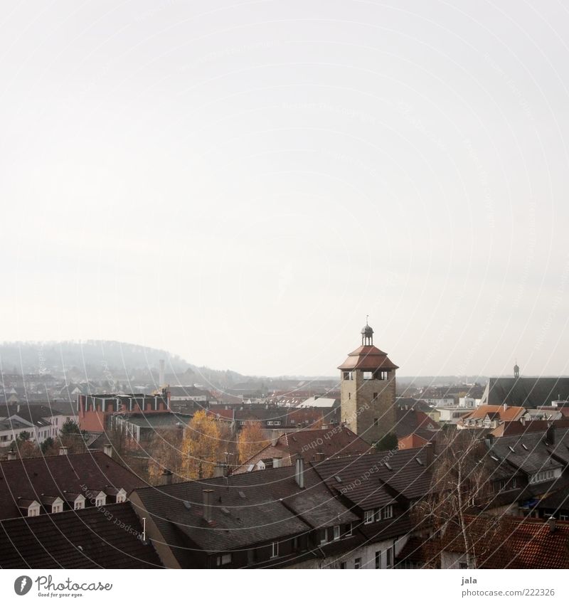 peek over the city Sky Town House (Residential Structure) Church Tower Manmade structures Building Architecture Roof Gloomy Vantage point Colour photo