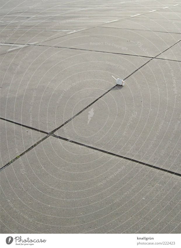 McDrive Mug Paper cup Straw Parking lot Lie Broken Gray White Trash Colour photo Exterior shot Deserted Copy Space left Copy Space top Copy Space bottom Day