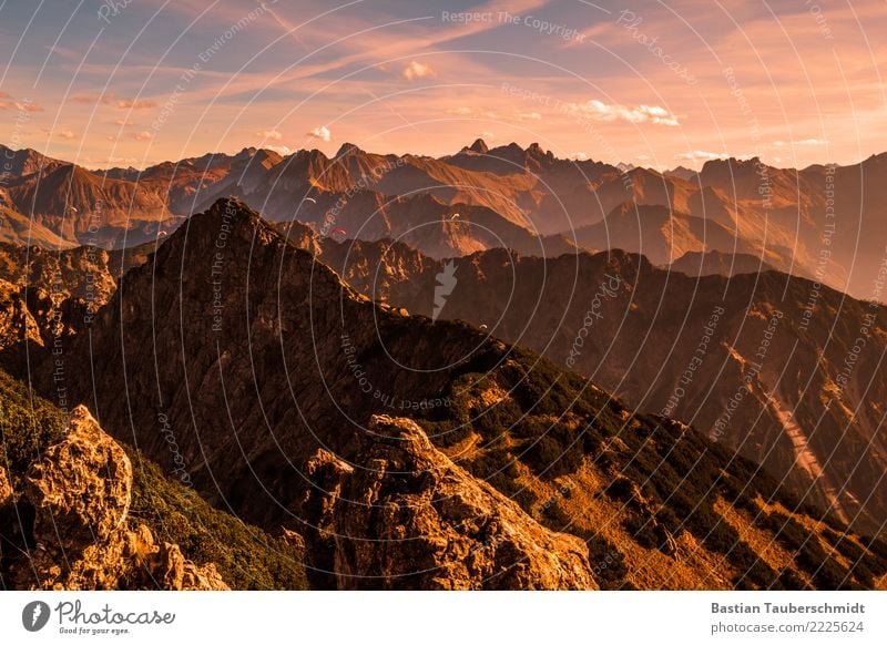 Sonnenuntergang am Rubihorn Fitness Mountain Hiking Climbing Mountaineering Paragliding Nature Landscape Plant Sky Clouds Horizon Sunrise Sunset Summer Autumn