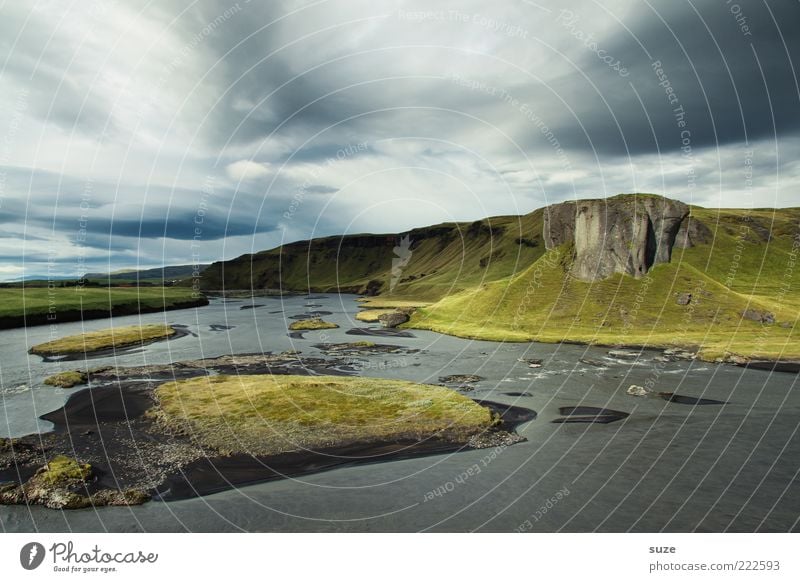 landscape Environment Nature Landscape Clouds Climate Beautiful weather Grass Meadow Hill Mountain Free Infinity Valley Iceland Pasture Far-off places