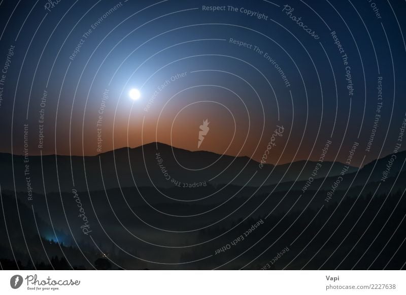 Moon rising above mountains at night Vacation & Travel Tourism Adventure Freedom Summer Mountain Night life Nature Landscape Sky Cloudless sky Night sky Stars