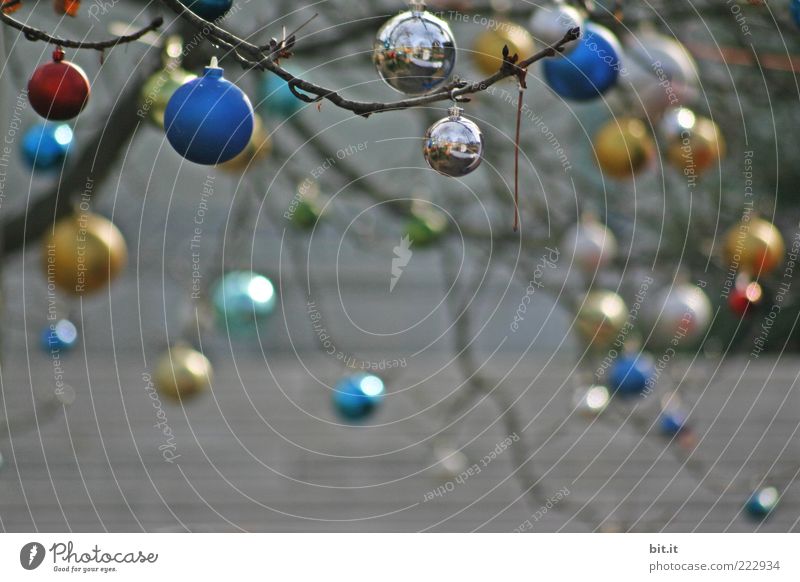 ball bearing Feasts & Celebrations Winter Stairs Decoration Kitsch Odds and ends Collection Glass Glittering Multicoloured Gold Silver Anticipation