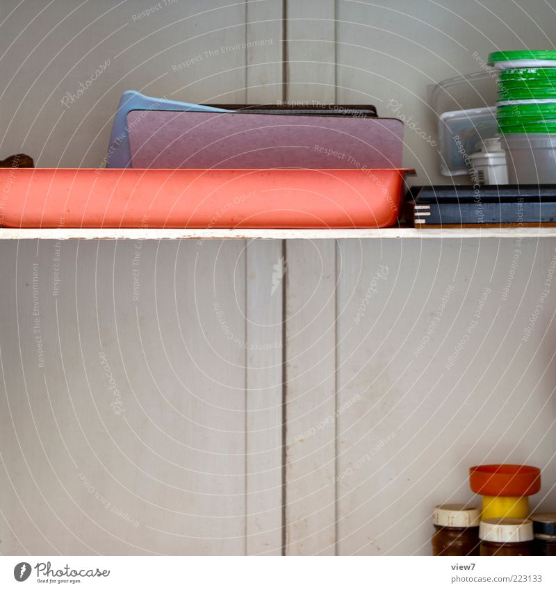 transmission Crockery Kitchen Plastic Line Old Authentic Simple Multicoloured Arrangement Chopping board Colour photo Interior shot Close-up Detail Deserted