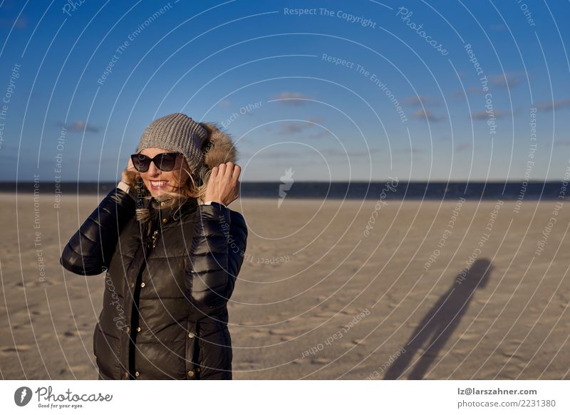 Trendy woman standing on a beach at sunset Lifestyle Happy Vacation & Travel Adventure Freedom Beach Ocean Woman Adults 1 Human being 30 - 45 years Nature