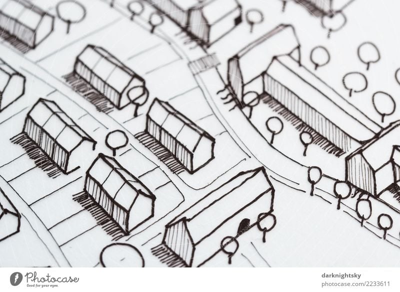 Architecture Urban planning Hand-drawn sketch Construction site Business Urban development Urban building Landscape Village Small Town Deserted