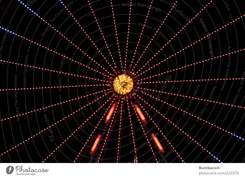 starlight Ferris wheel Theme-park rides Carousel Rotate Bright Blue Yellow Gold Red Anticipation Movement Accuracy Precision Symmetry Illuminate Glittering