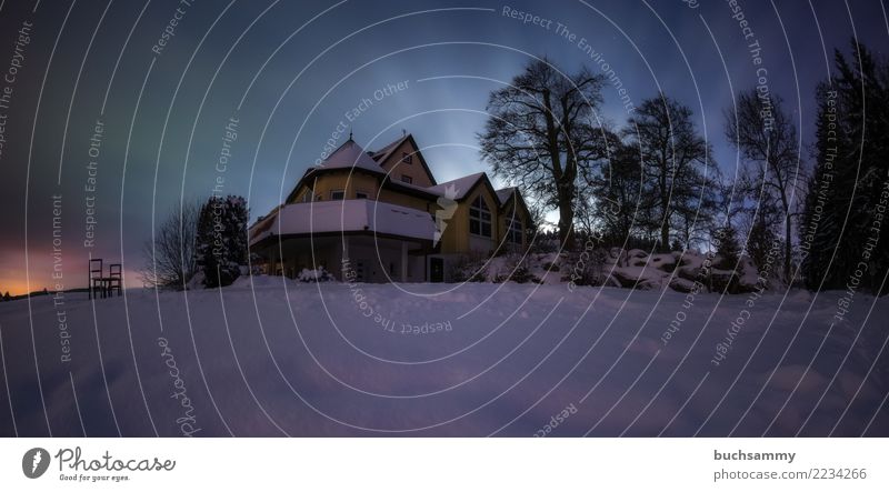 haunted house Winter House (Residential Structure) Nature Landscape Clouds Moon Tree Forest Town Vacation & Travel Europe Seasons Moonlight Snow Starry sky Sky