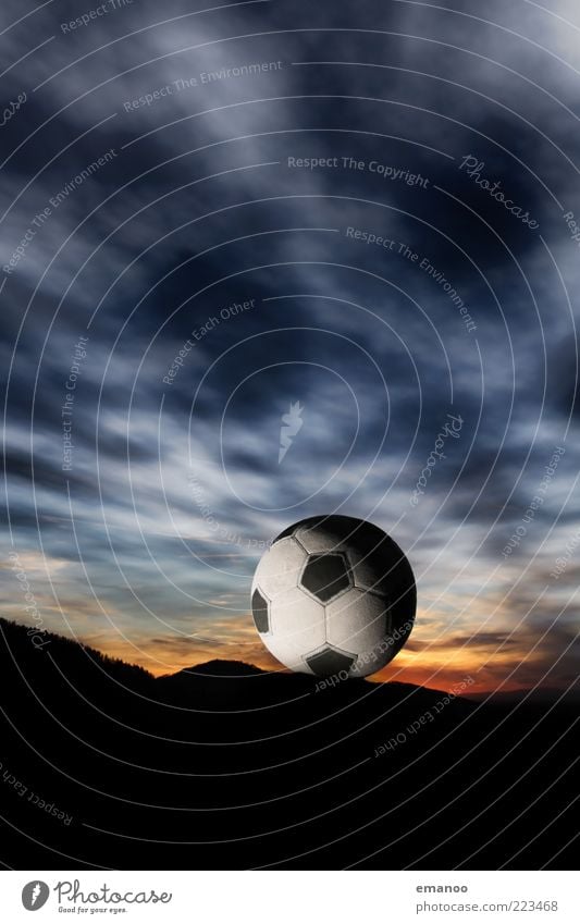 sky ball Sports Ball sports Foot ball Sky Clouds Sun Mountain Leather Playing Exceptional Dark Retro Round Blue Creativity Black Forest Freiburg im Breisgau