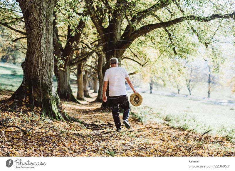 A man goes Lifestyle Harmonious Well-being Contentment Senses Relaxation Calm Leisure and hobbies Trip Adventure Freedom Hiking Human being Masculine Man Adults