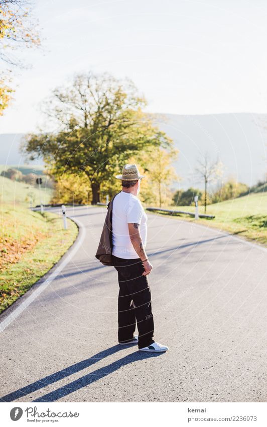 The man with the hat III Lifestyle Style Harmonious Well-being Contentment Relaxation Calm Leisure and hobbies Trip Human being Masculine Male senior Man Adults