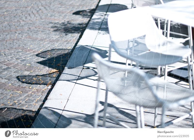 Sunny spots still available Restaurant Hip & trendy Gray White Sidewalk café Beautiful weather Summer Chair Table Empty Free Seating Colour photo Deserted Light