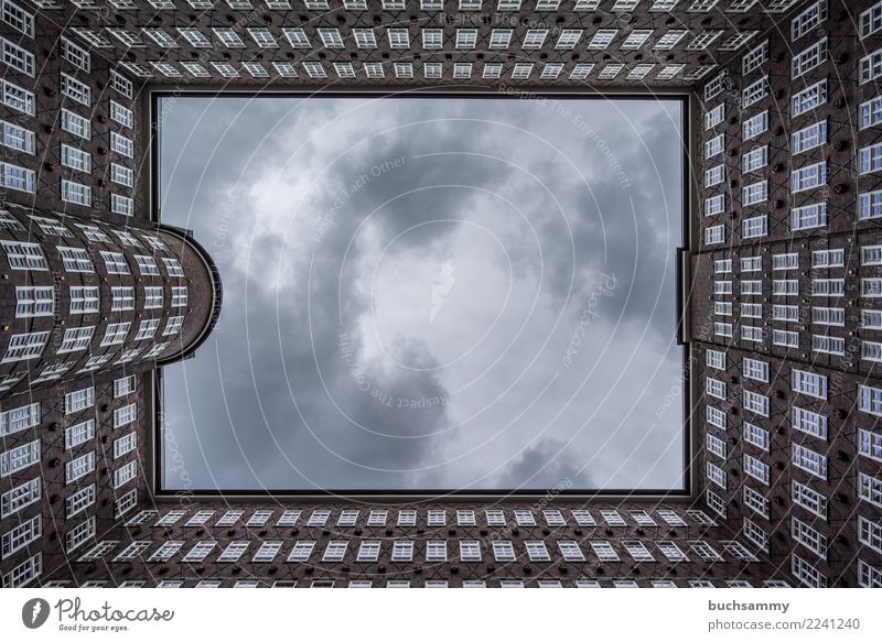 Window to the sky Architecture Brick Old Esthetic Brown chile house Europe Geometry Hamburg Hanseatic City slices Germany Colour photo Exterior shot