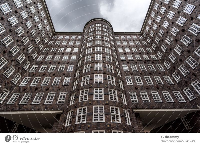 windows Architecture Brick Old Brown chile house Europe Geometry Hamburg Hanseatic City slices Germany Window Colour photo Exterior shot Deserted Day