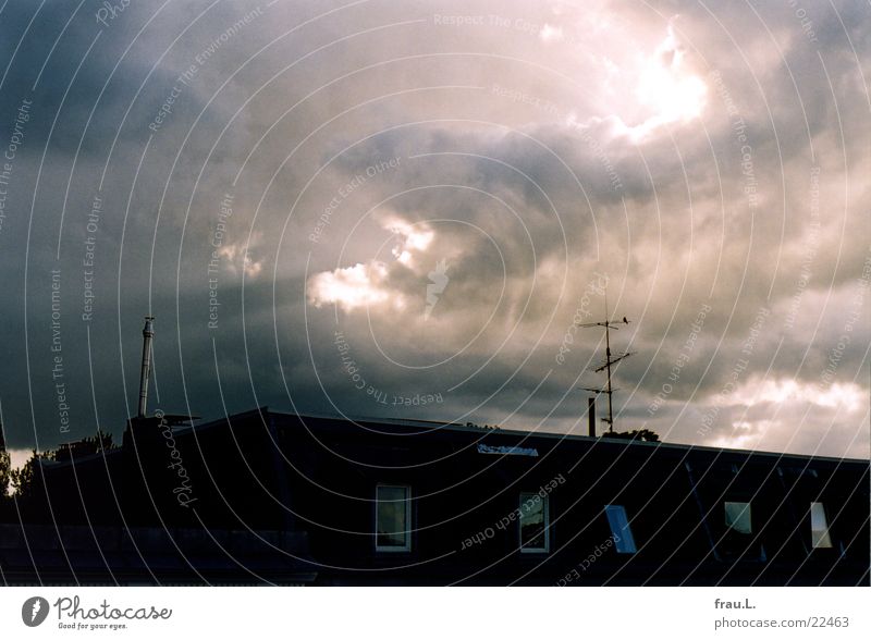 evening Quarter Roof Clouds Bird Twilight Raincloud Weather Sky Chimney Evening Sun