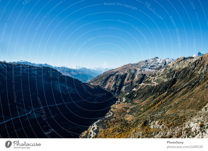 A path with a view Switzerland Swiss Alps Grimsel pass Autumn mountains Shadow play