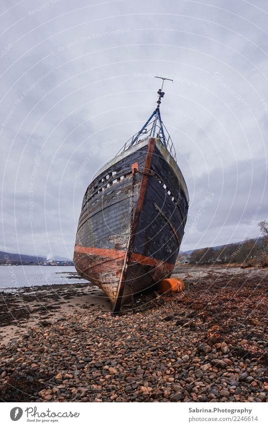 stranded. Art Work of art Nature Landscape Sand Clouds Sun Autumn Winter Bad weather Rock Lakeside Village Fishing village Deserted Navigation Boating trip