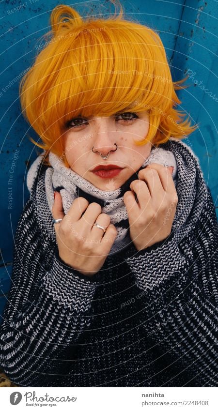 Young redhead and rebellious woman Lifestyle Style Beautiful Hair and hairstyles Skin Face Freckles Human being Feminine Young woman Youth (Young adults) 1