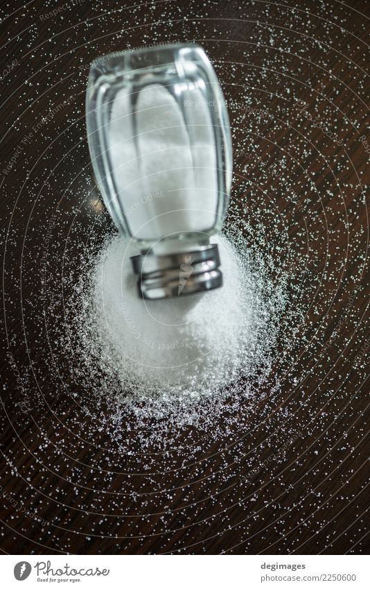 Salt shaker on pile of salt Herbs and spices Nutrition Diet Table Kitchen Wood Crystal Natural White mineral Salty Accumulation healthy condiment Ingredients