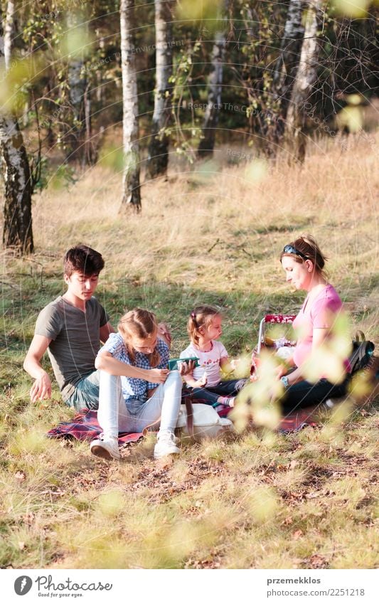 Family spending vacation time together on a picnic Lifestyle Joy Happy Relaxation Leisure and hobbies Vacation & Travel Summer Child Girl Boy (child)