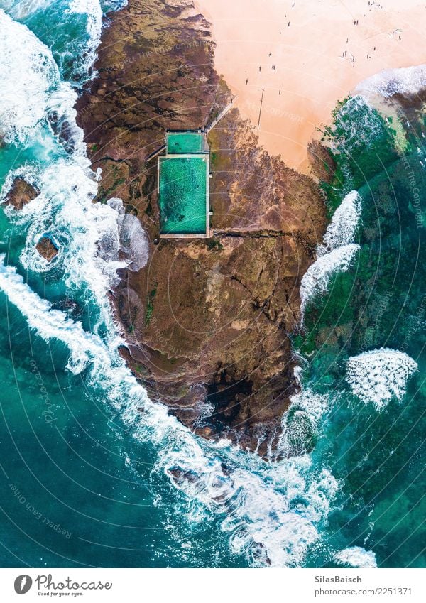 Rockpool surrounded by the ocean on a sunny day Lifestyle Joy Wellness Senses Relaxation Vacation & Travel Tourism Trip Adventure Freedom Summer Summer vacation