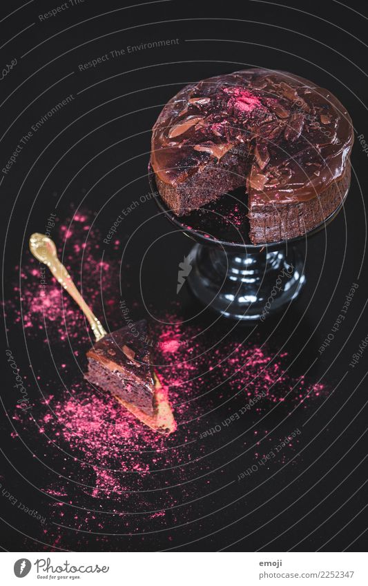 beetroot chocolate cake Cake Dessert Candy Chocolate Nutrition Slow food Dark Delicious Sweet Pink Chocolate cake Colour photo Interior shot Studio shot