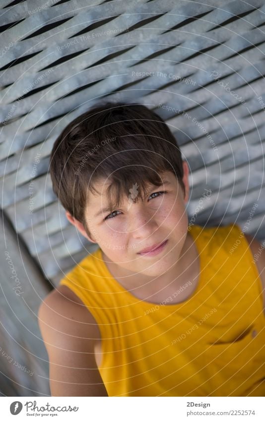 Smiling teen portrait wearing a yellow shirt Lifestyle Relaxation Leisure and hobbies Summer Sports Human being Boy (child) Man Adults Youth (Young adults) 1