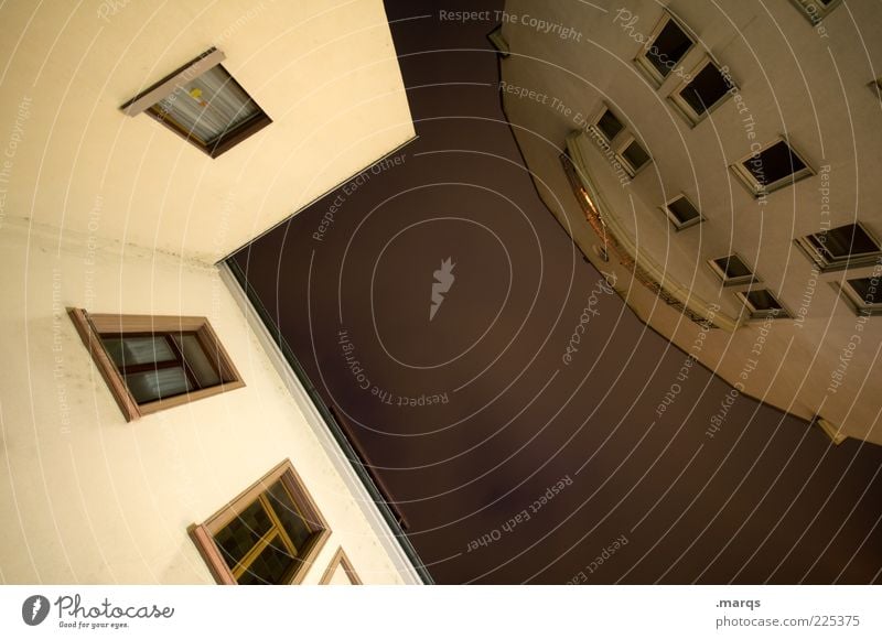 Dark Night Lifestyle House (Residential Structure) Town Facade Window Threat Sharp-edged Large Round Fear Perspective Precision Growth Skyward Architecture