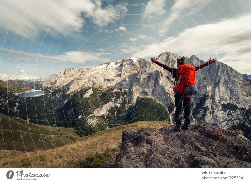 Freedom without end Feminine Woman Adults Hiking Mountain Glacier Dolomites South Tyrol To enjoy Exterior shot Fitness To go for a walk outlook