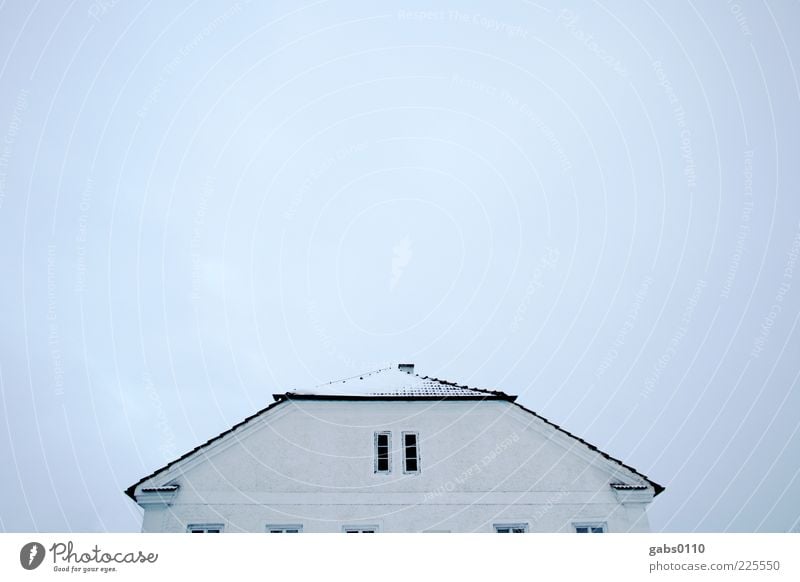 "Roisnedt" House (Residential Structure) Detached house Sky Roof Tiled roof Chimney Window Rendered facade Blue Black White Symmetry Colour photo Deserted