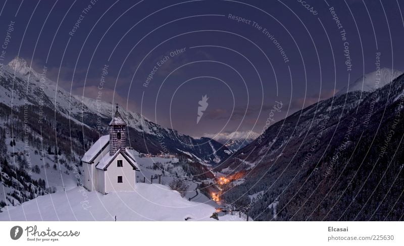 virgen valley Winter Snow Winter vacation Mountain Landscape Night sky Alps Greater Venediger Virgen valley Matrei Valley National Park Hohen Tauern NP Village