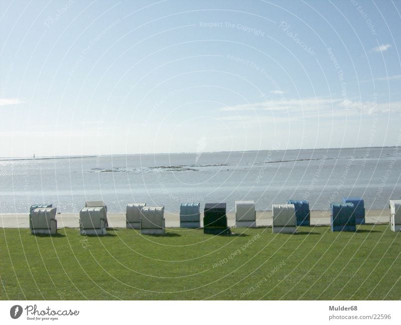 Summer in Wilhelmshaven Beach chair Ocean Low tide Water Sky Blue