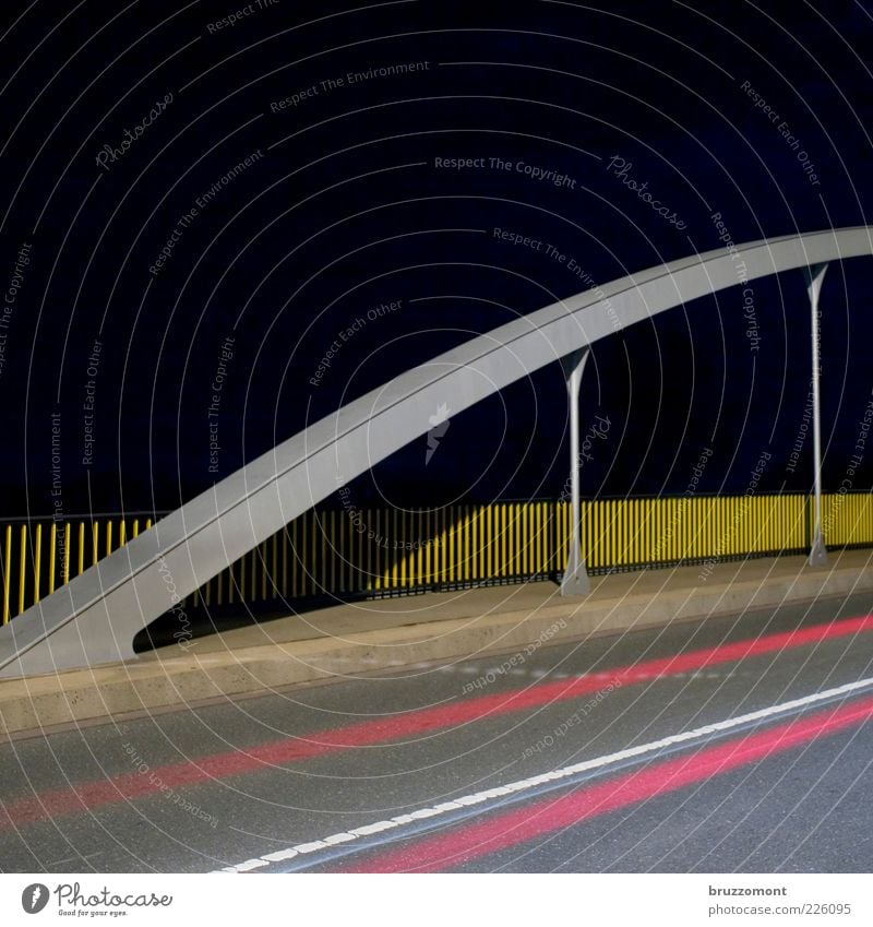 drive-by Bridge Traffic infrastructure Road traffic Motoring Metal Driving Yellow Gray Pink Lanes & trails Motion blur Speed Colour photo Exterior shot