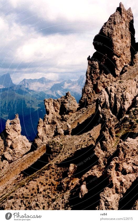 Dolomite Mountains Clouds Alps Rock Stone