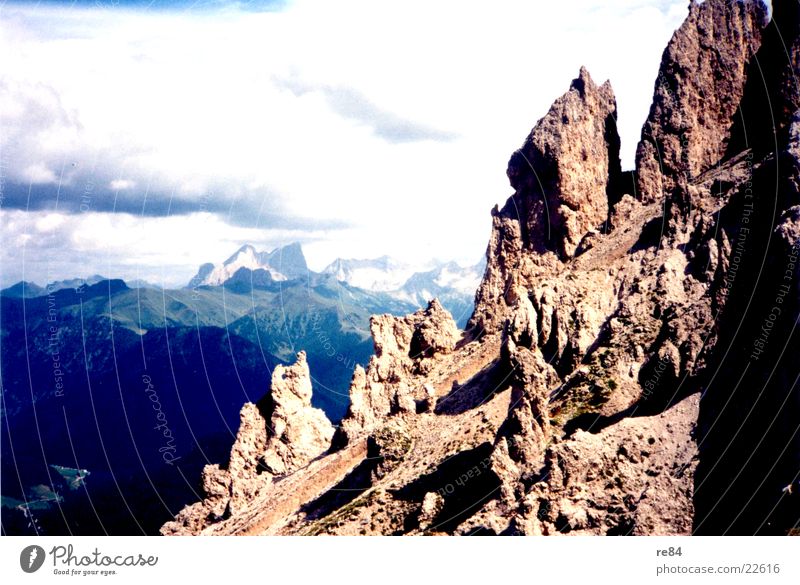 Dolomites Alps Clouds Gray Steep Mountain Rock Stone Blue