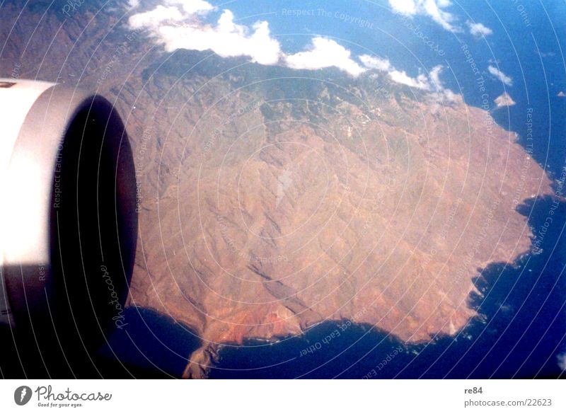 From the passenger's point of view Tenerife Airplane Clouds Engines Mountain Volcano Stuardess Sky